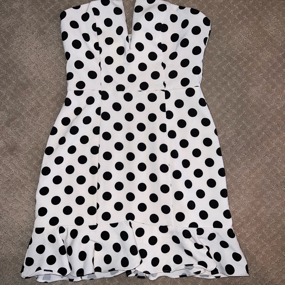 Strapless polka dot dress